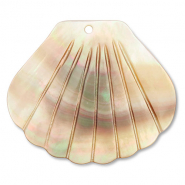 Pendentifs coquillage coquille saint-jacques Blanc (couleur naturelle)-marron