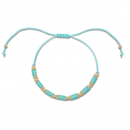 Bracelets tendance perles mixtes Turquoise-doré
