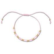 Chaînes de cheville tendance perles mixtes Rose clair-doré