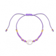 Chaînes de cheville tendance perles mixtes Violet-blanc-doré