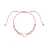 Chaînes de cheville tendance perles mixtes Rose-blanc-doré