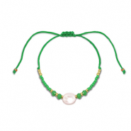 Chaînes de cheville tendance perles mixtes Vert-blanc-doré