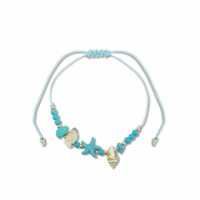 Chaînes de cheville tendance perles mixtes Turquoise-doré