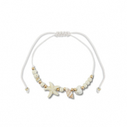 Chaînes de cheville tendance perles mixtes Blanc-doré