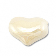 Perles en c&eacute;ramique DQ grecque c&oelig;ur Blanc cass&eacute;