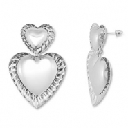 Boucles d'oreilles accroche-regard cœur Argenté