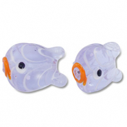 Perles en verre peintes &agrave; la main poisson Violet-orange