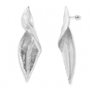 Boucles d'oreilles accroche-regard feuille Argenté