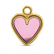 Breloques en m&eacute;tal DQ c&oelig;ur Rose-Dor&eacute; (sans nickel)
