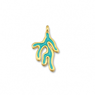 Breloques en m&eacute;tal DQ corail Bleu turquoise-Dor&eacute; (sans nickel)