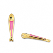 Breloques en m&eacute;tal DQ poisson Rosa magenta-Dor&eacute; (sans nickel)