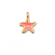 Breloques en m&eacute;tal DQ &eacute;toile de mer Rouge corail-Dor&eacute; (sans nickel)