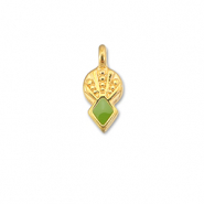 Breloques en m&eacute;tal DQ rhombe Vert clair-Dor&eacute; (sans nickel)