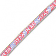 BY31&reg; Ruban texte "Vitamin sea" Lavande-rouge corail-blanc-dor&eacute;