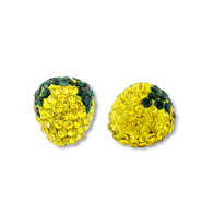 Perles acryliques avec strass citron Jaune-vert foncé