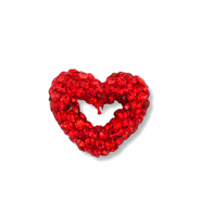 Perles acryliques avec strass cœur Rouge