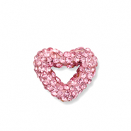 Perles acryliques avec strass cœur Rose clair
