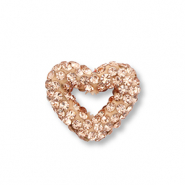 Perles acryliques avec strass cœur Pêche