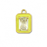 M&eacute;tal TQ laiton breloques rectangle Dor&eacute;-jaune n&eacute;on-jaune clair