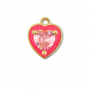M&eacute;tal TQ laiton breloques coeur Dor&eacute;-n&eacute;on rose-rose clair