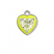 M&eacute;tal TQ laiton breloques coeur Argent&eacute;-jaune n&eacute;on-jaune clair