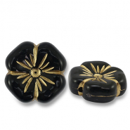 Perles acryliques fleur Noir-doré