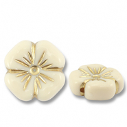 Perles acryliques fleur Blanc cassé-doré