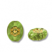 Perles acryliques ovale avec fleur Vert olive-doré