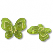 Perles acryliques papillon Vert olive-doré