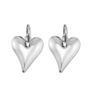 Boucles d'oreilles en acier Inox cœur Argenté