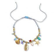 Bracelets en acier Inox avec breloque vie marine Doré-multicolore