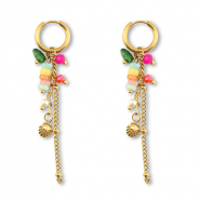 Boucles d'oreilles en acier Inox coquille Doré-multicolore
