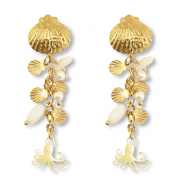 Boucles d'oreilles en acier Inox calmar Doré-blanc