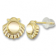 Métal TQ laiton boucles d'oreilles / puces d’oreilles coquillage avec perle Doré-gris clair