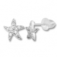 Métal TQ laiton boucles d'oreilles / puces d’oreilles étoile de mer Argenté-transparent