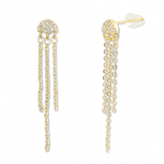 Métal TQ laiton boucles d'oreilles / puces d’oreilles méduse Doré-transparent