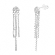 Métal TQ laiton boucles d'oreilles / puces d’oreilles méduse Argenté-transparent