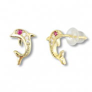 Métal TQ laiton boucles d'oreilles / puces d’oreilles dauphin Doré-rose foncé