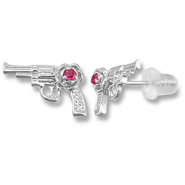 Métal TQ laiton boucles d'oreilles / puces d’oreilles revolver Argenté-rose foncé