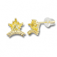 Métal TQ laiton boucles d'oreilles / puces d’oreilles étoile shérif Doré-jaune