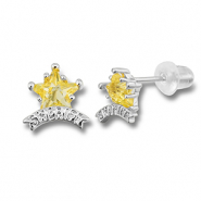 Métal TQ laiton boucles d'oreilles / puces d’oreilles étoile shérif Argenté-jaune