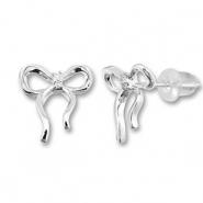 Métal TQ laiton boucles d'oreilles / puces d’oreilles nœud Argenté