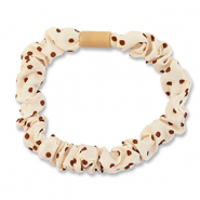 Elastique pour cheveux chouchou pois Blanc cass&eacute;-marron