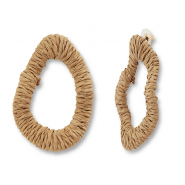 Boucles d'oreilles en raphia accroche-regard irrégulier Marron clair-doré