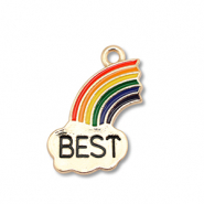 Breloques en m&eacute;tal &eacute;maill&eacute;e arc-en-ciel "best" Dor&eacute;-multicolore