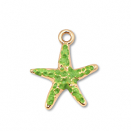 Breloques en m&eacute;tal &eacute;maill&eacute;e &eacute;toile de mer Dor&eacute;-vert