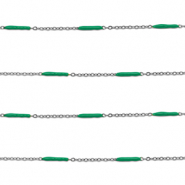 Appr&ecirc;ts en acier Inox cha&icirc;ne maille jaseron avec barre Argent&eacute;-vert