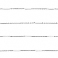 Appr&ecirc;ts en acier Inox cha&icirc;ne maille jaseron avec barre Argent&eacute;-blanc