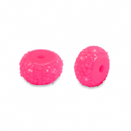 Perles en résine rondelles 6mm Rose néon