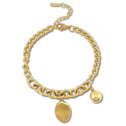 Bracelets en acier Inox boule Doré